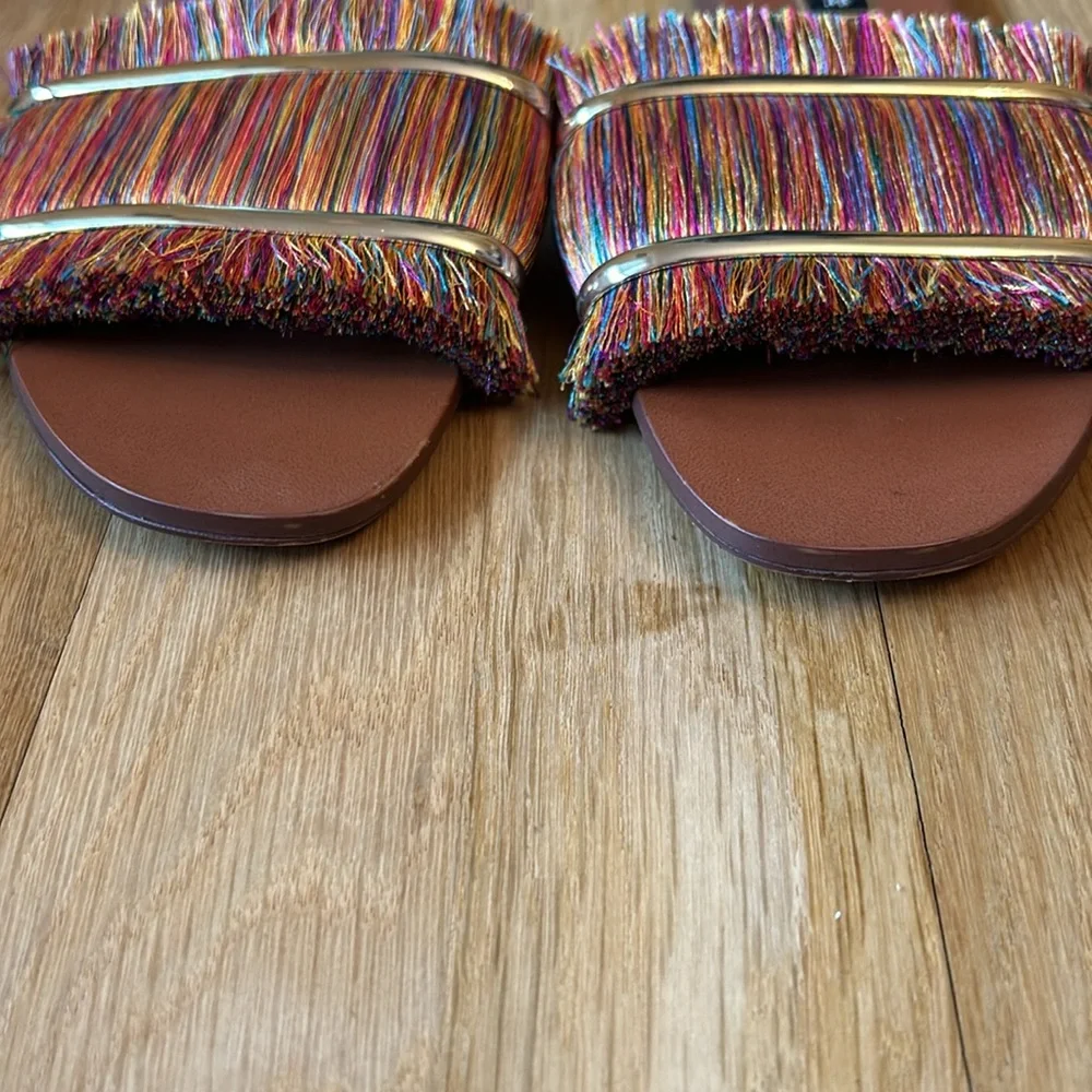 Zara Multicolor Fringe Slip On Sandals Women’s Size 36 - Picture 6 of 11
